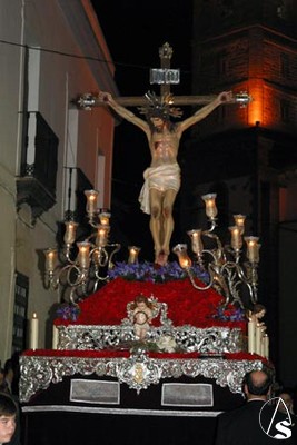El Cristo del Perdn de Pozoblanco en el paso de salida que ser sustituido.