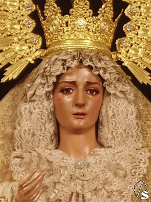Rostro de la Virgen de las Angustias, atribuida al quehacer de Juan de Astorga 