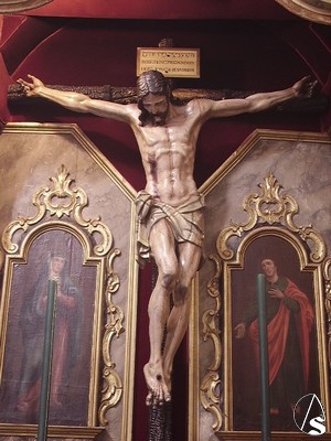Retablo en el que se venera el Cristo de la Vera Cruz en la parroquia de Ntra. Sra. de la Estrella 