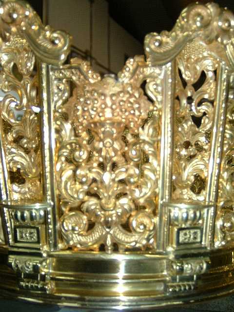 Detalle del canasto, inspirado en el manto de la Virgen de la Palma