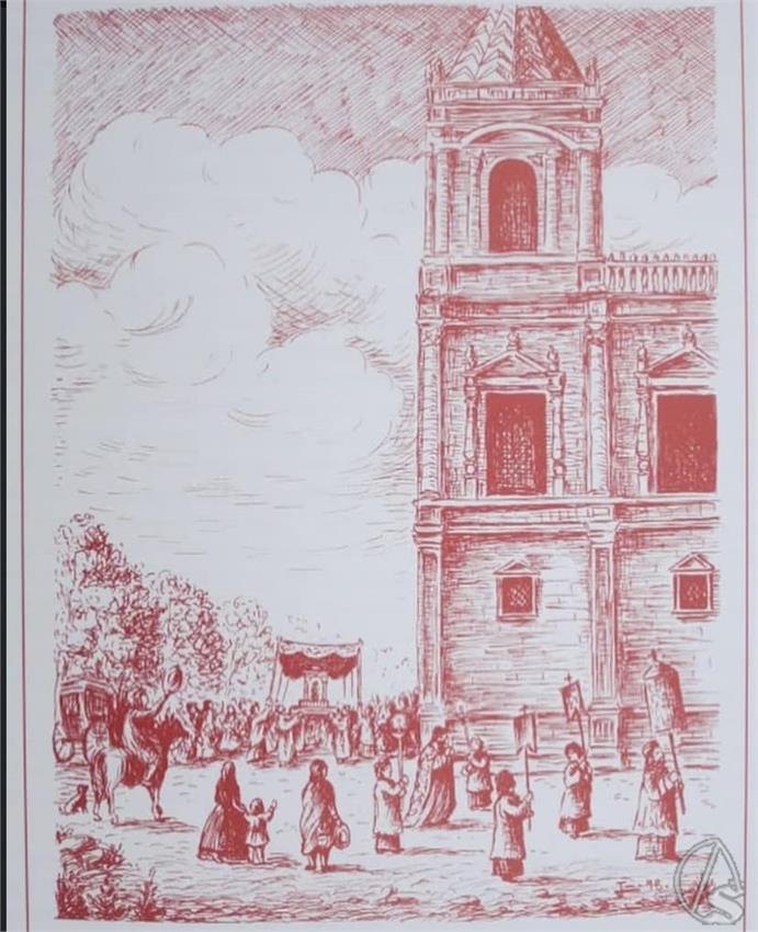 Portada_por_los_frailes_de_su_Convento_franciscano,_por_la_calzada_del_antiguo_hospital_de_Las_Cinco_Llagas,