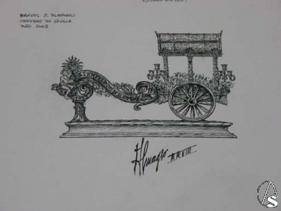 Boceto del llamador regalo de la hermandad del Roco